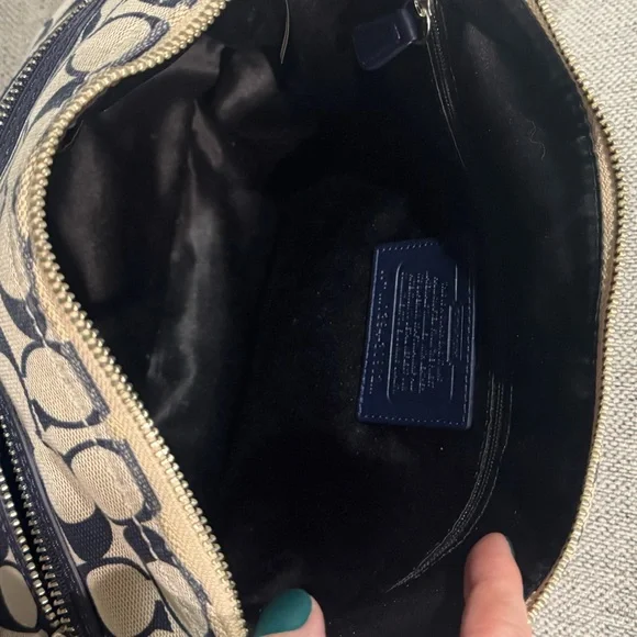 Coach Canvas Shoulder Bag in Navy and Beige - Picture 10 of 10